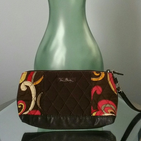 Vera Bradley Brown Floral Clutch/Wristlet - Picture 1 of 3